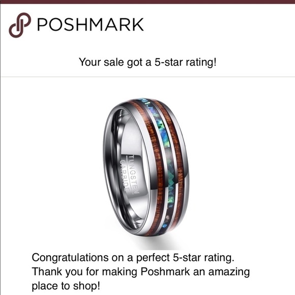 𝅺KOA Wood/Abalone Shell Tungsten Carbide Ring. - Picture 8 of 8